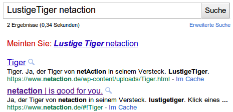 Tiger mit Google gefunden